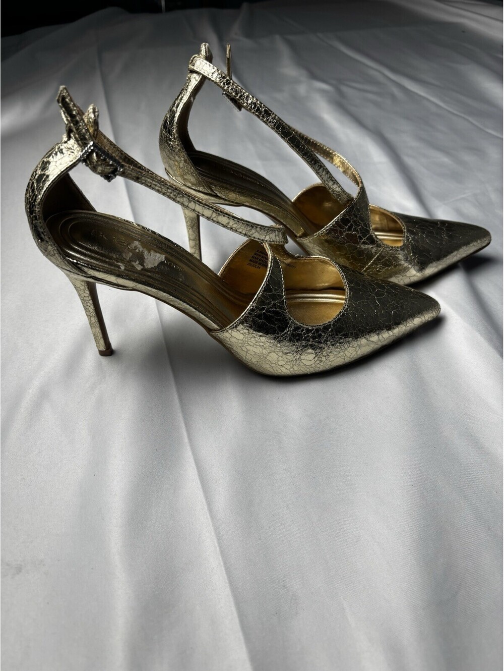 BCBGeneration Gold Metallic Strappy High Heel Pumps Size 5M